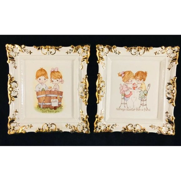 Vintage Other - vtg 1980's Ceramic Children, Love, Friend Plaque 2